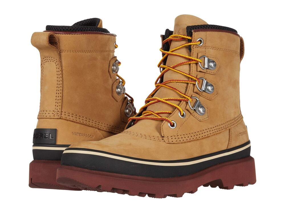 SOREL MEN'S CARIBOU STREET BOOT — BUFF — WATERPROOF LEATHER RAIN BOOT — SIZE 9.5